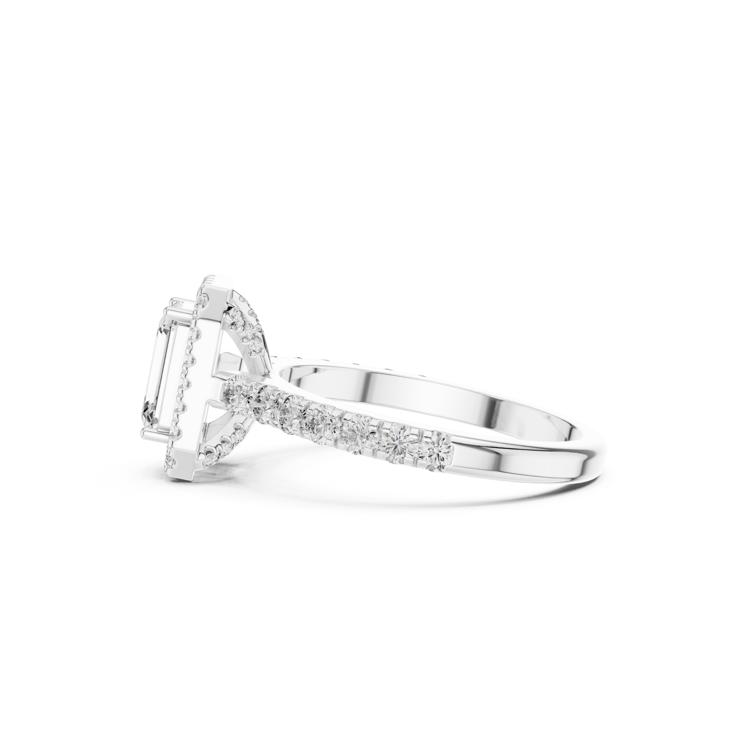 Emerald Cut Lab Grown Diamond Halo Ring