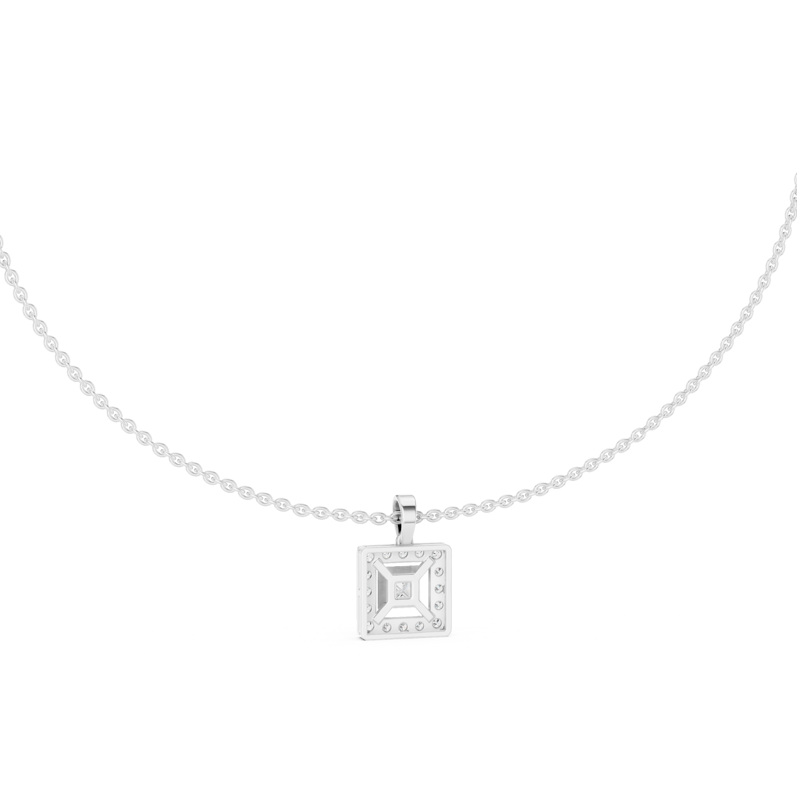 Square Lab Grown Diamond Halo Pendant