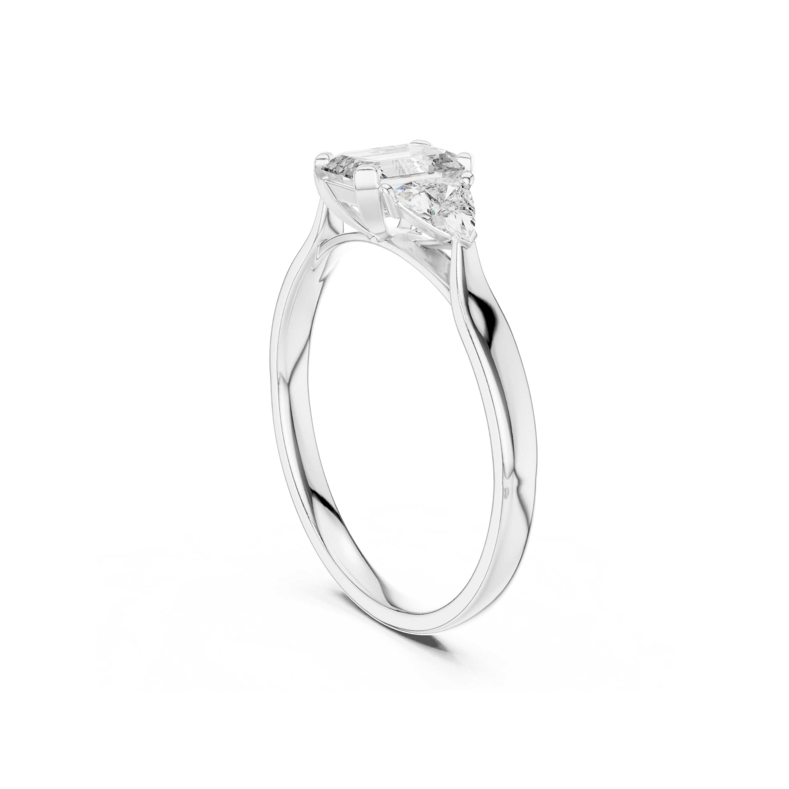 Emerald-Cut Three-Stone Diamond Ring