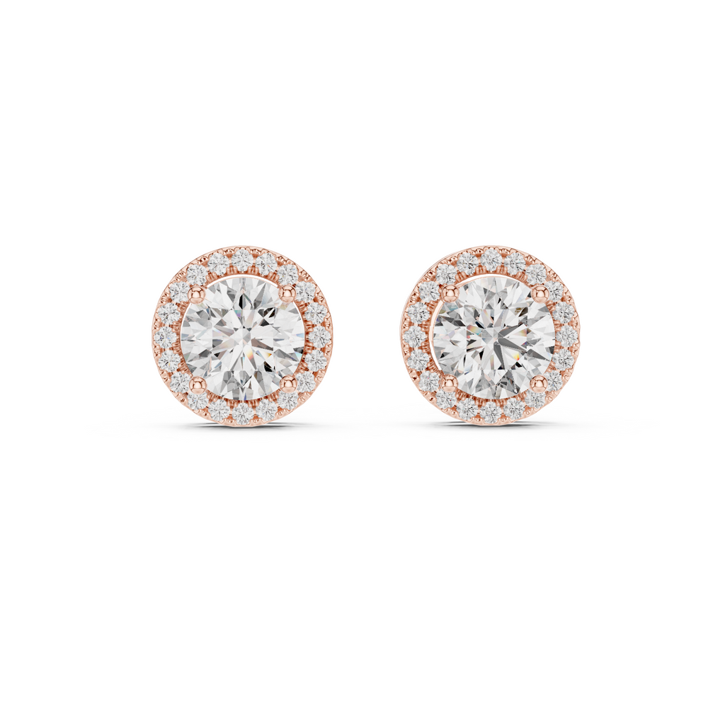 Round Halo Lab Grown Diamond Stud