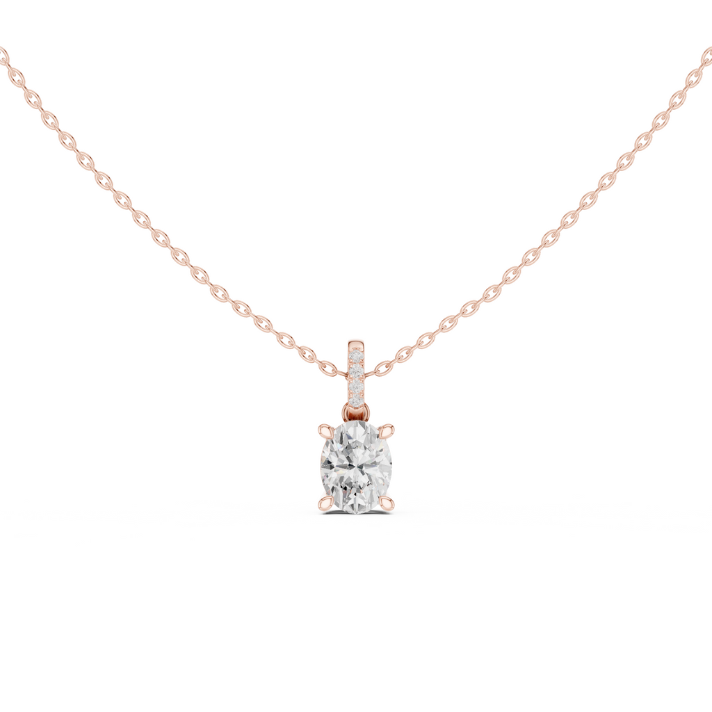Oval Cut Solitaire Diamond Pendant
