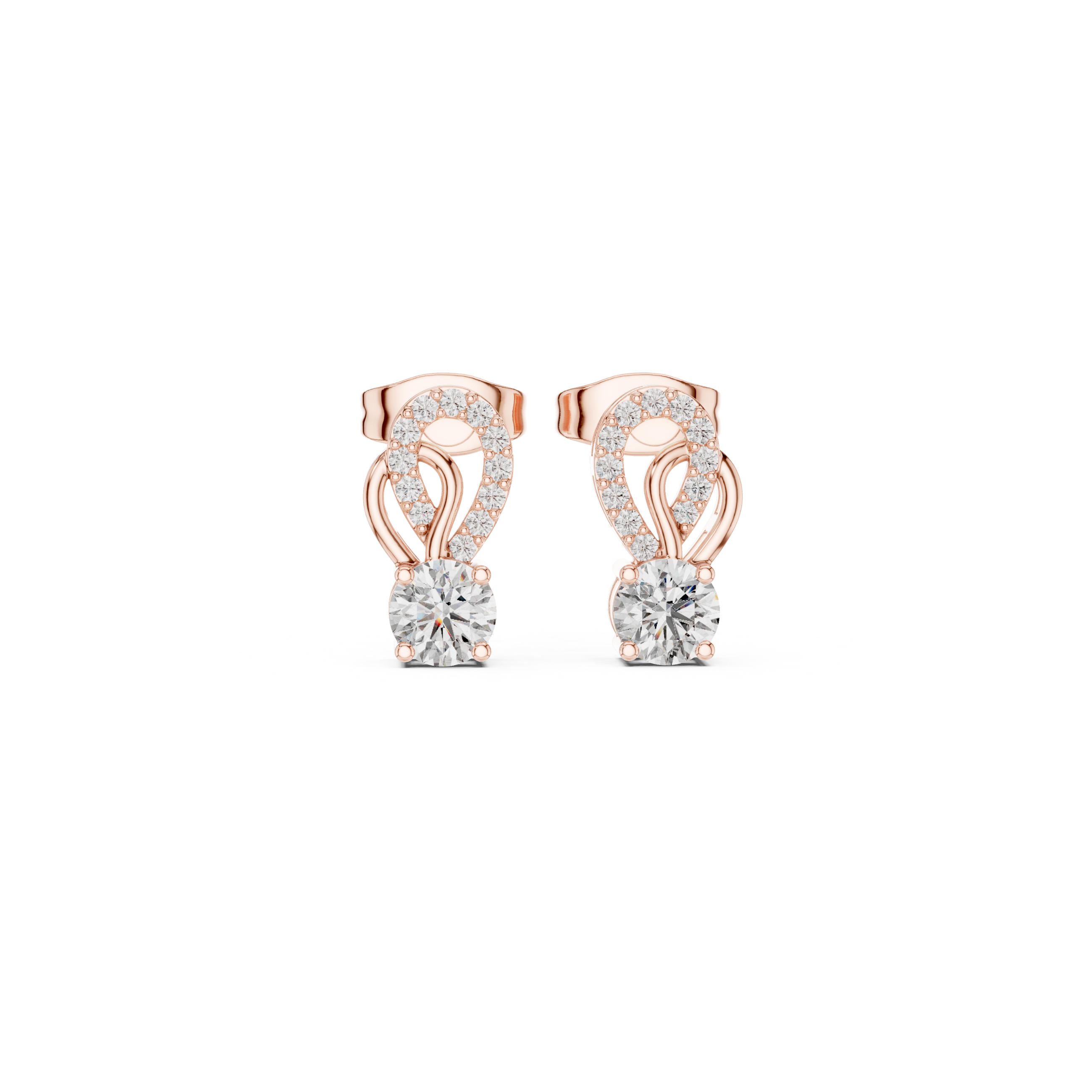 Artistic Loop Round Diamond Stud Earring