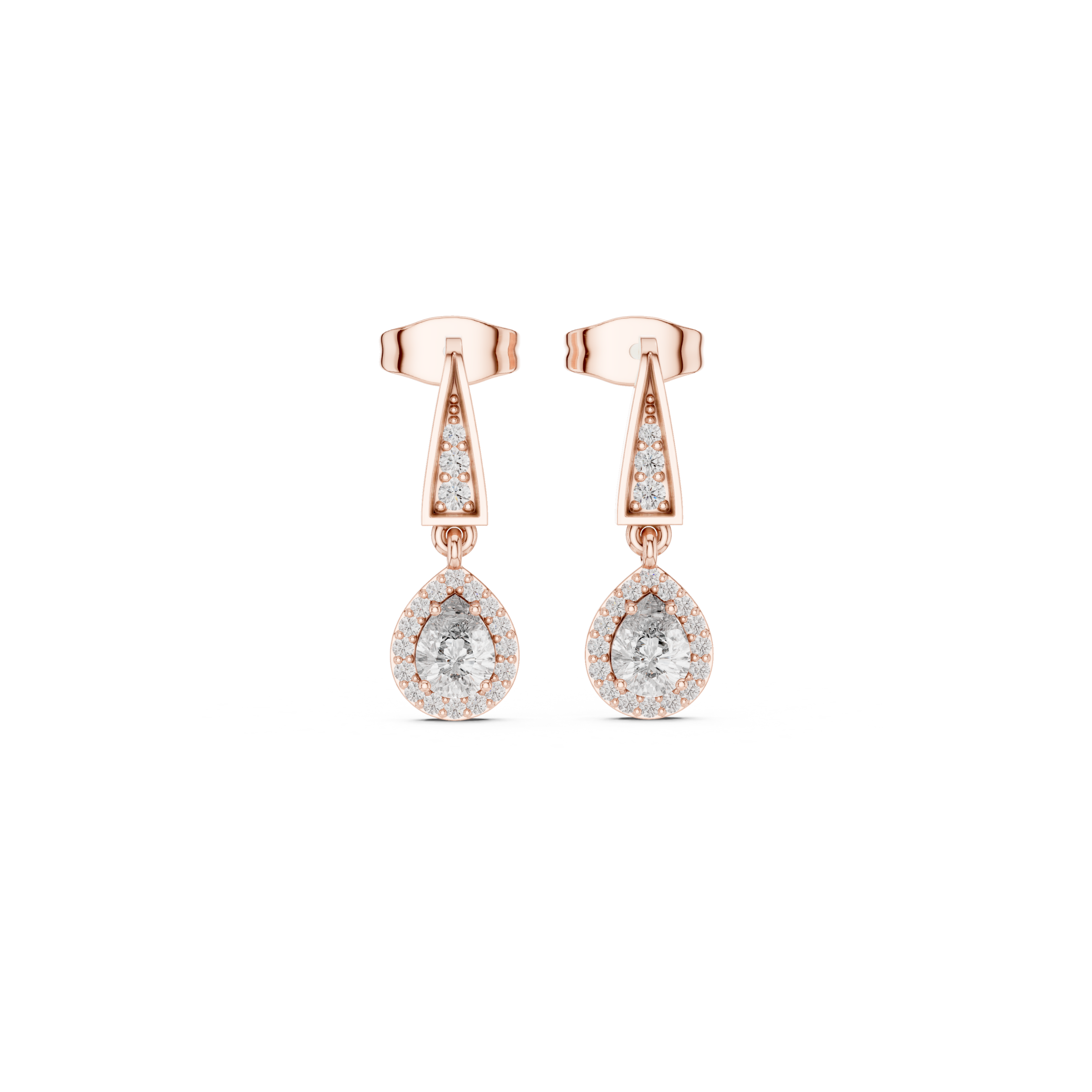 Pear-Shaped Diamond Halo Drop Earring