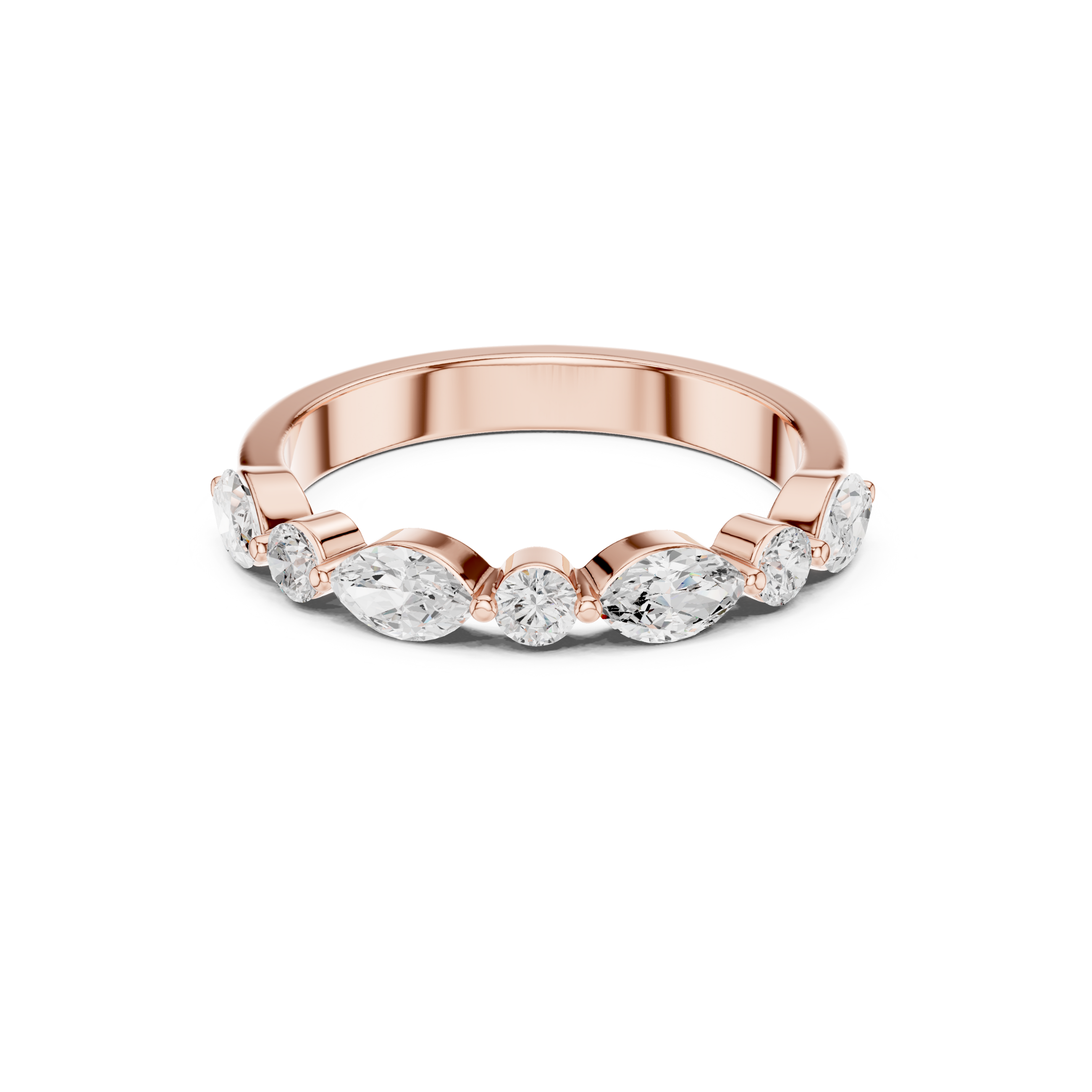 Marquise and Round Lab Grown Diamond Band