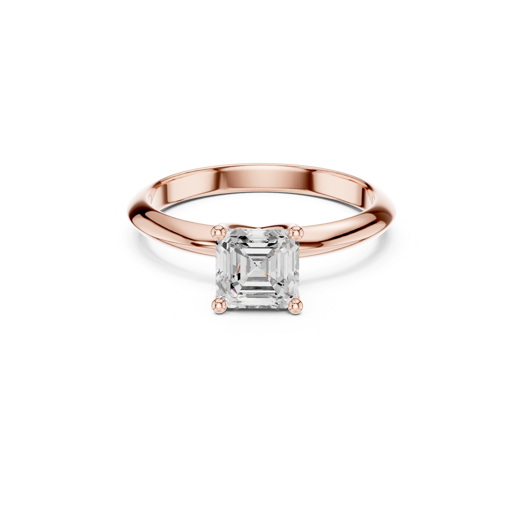Asscher Cut Solitaire Lab Grown Diamond Ring