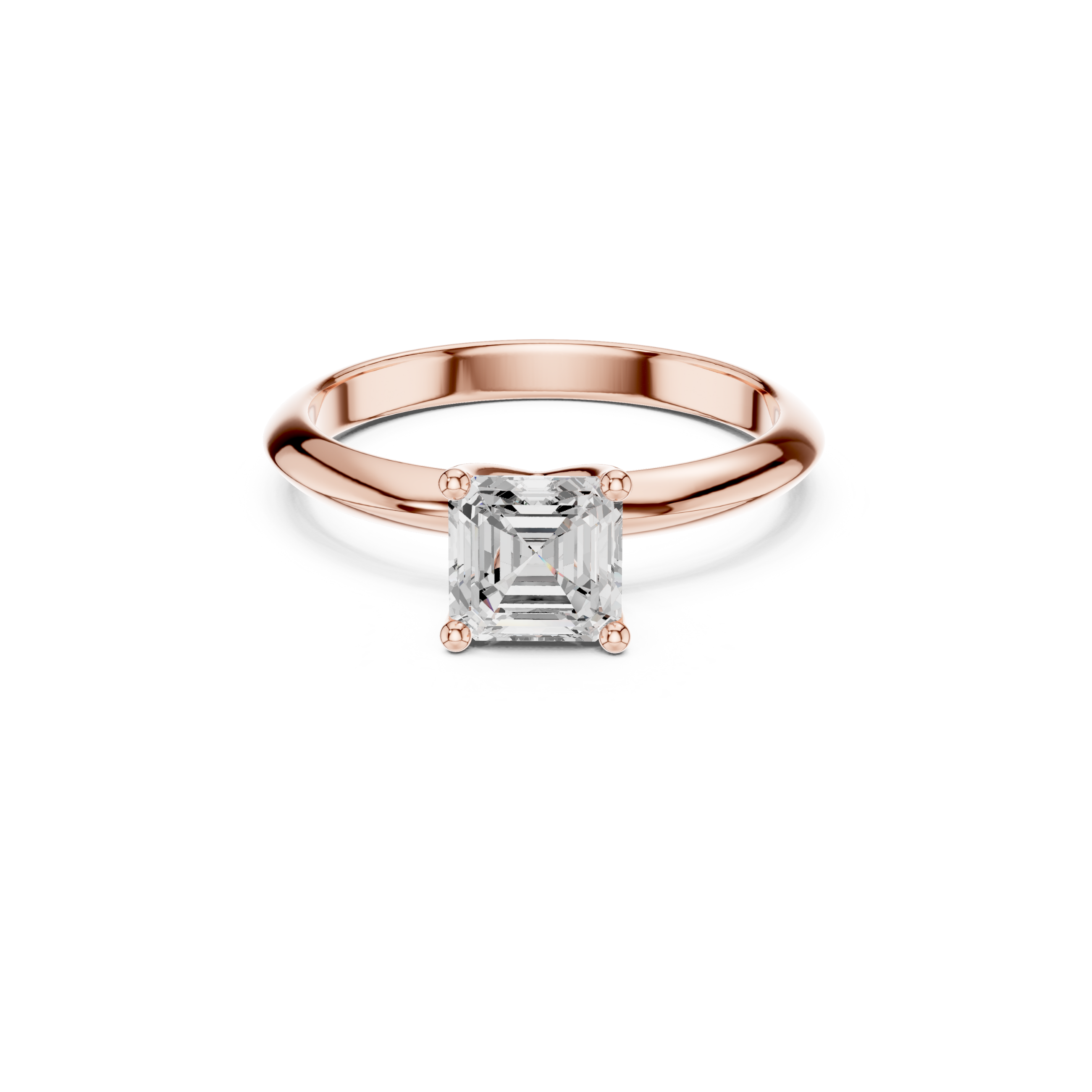 Asscher Cut Solitaire Lab Grown Diamond Ring
