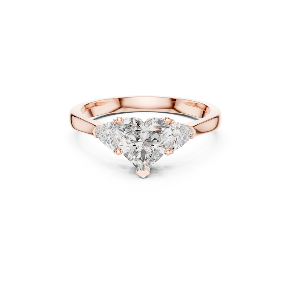 Heart-Cut Three-Stone Diamond Ring