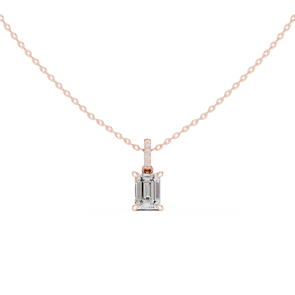 Emerald Cut Solitaire Diamond Pendant