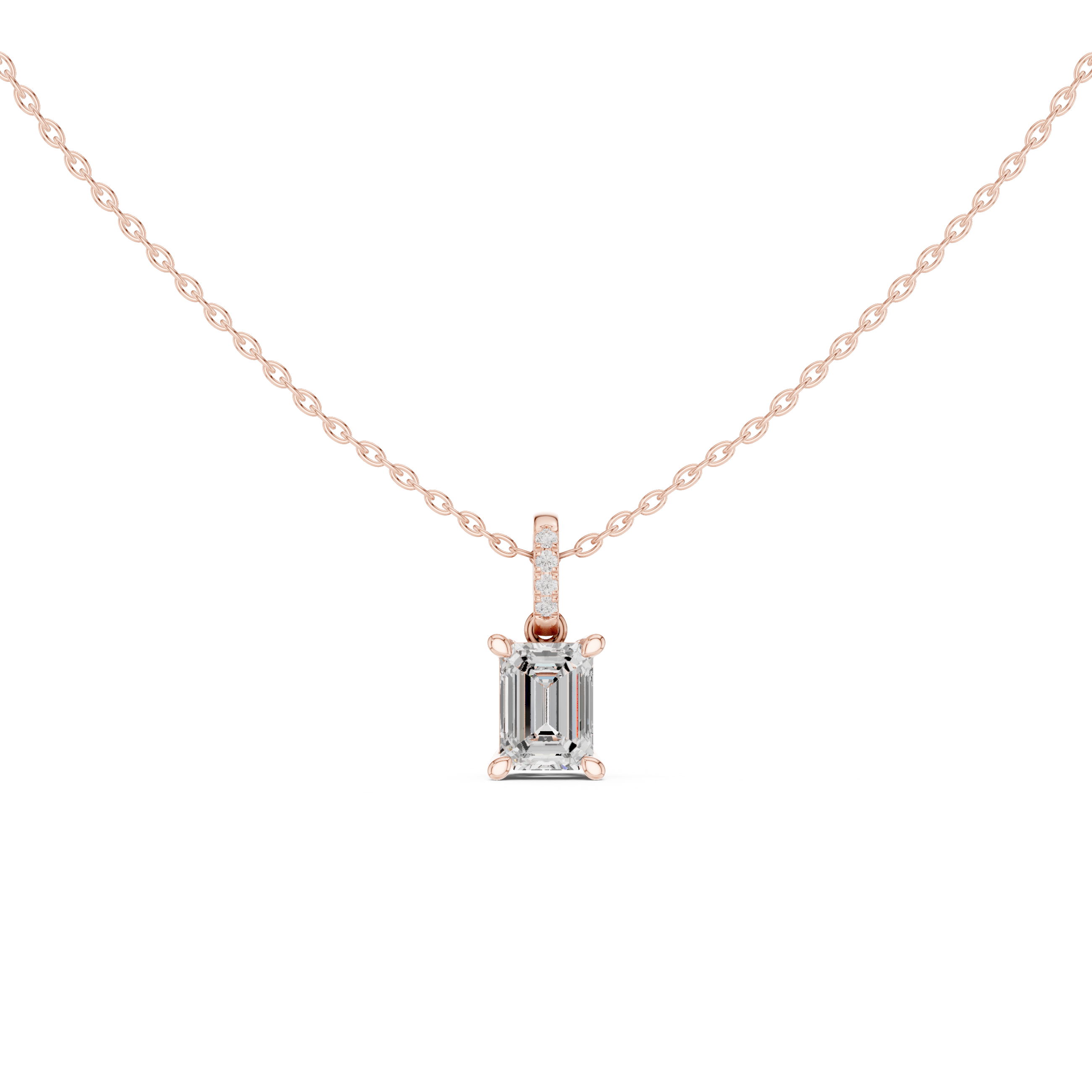 Emerald Cut Solitaire Diamond Pendant