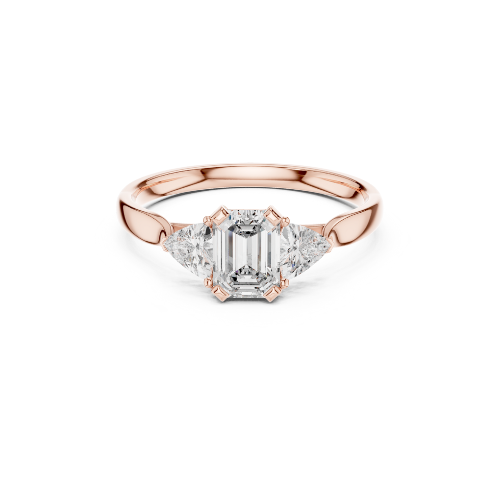 Emerald-Cut Three-Stone Diamond Ring