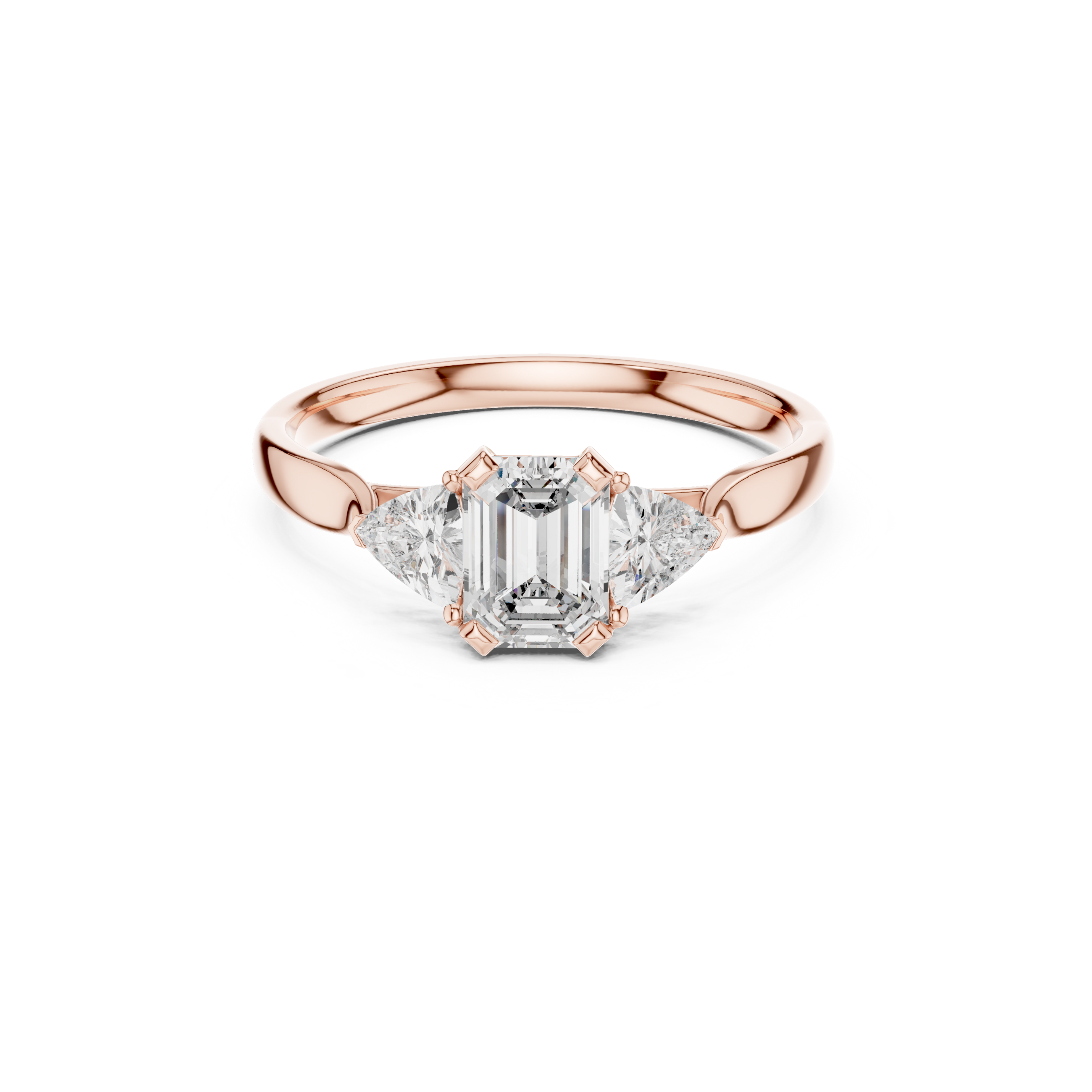 Emerald-Cut Three-Stone Diamond Ring