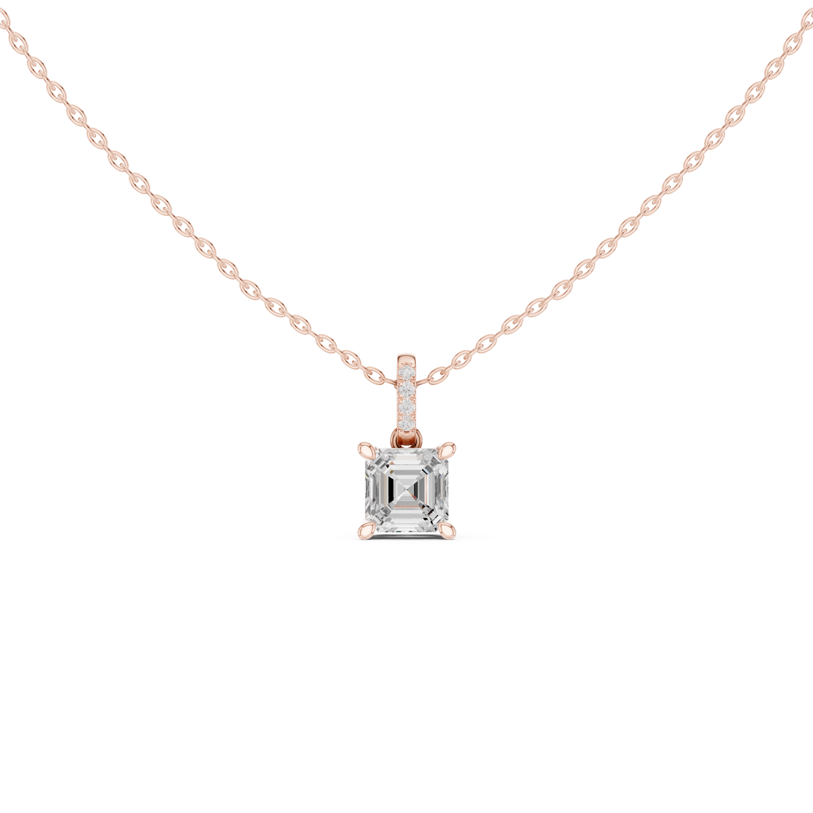 Asscher Cut Solitaire Diamond Pendant