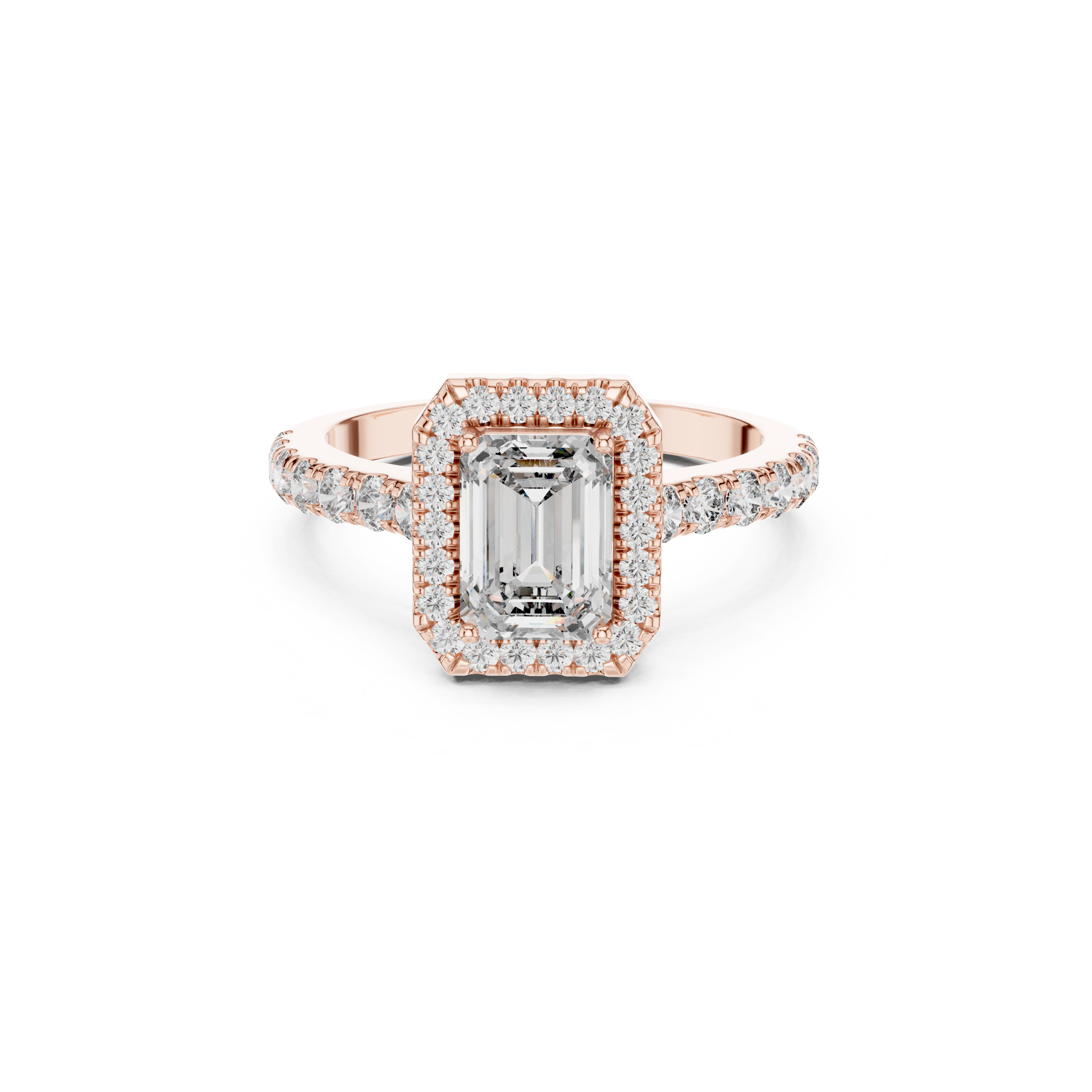 Emerald Cut Lab Grown Diamond Halo Ring