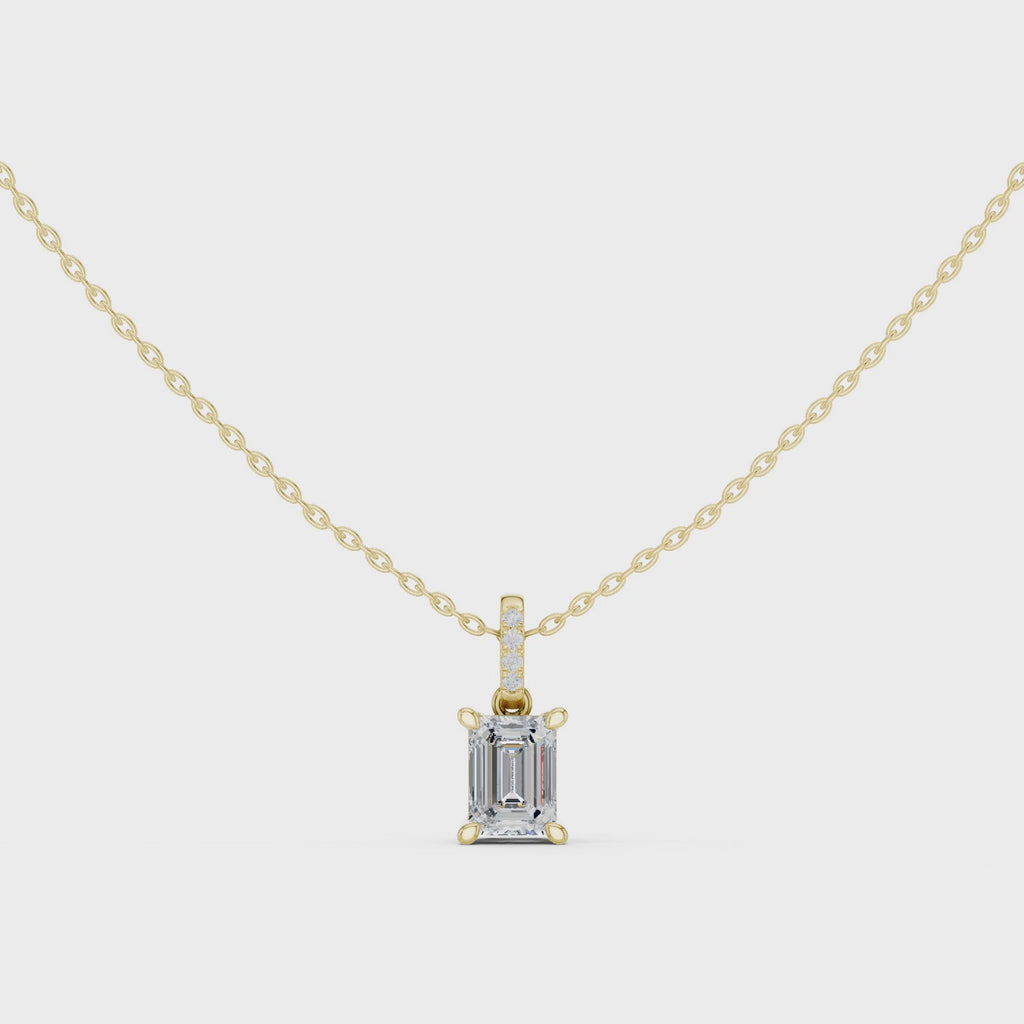 Emerald Cut Solitaire Diamond Pendant