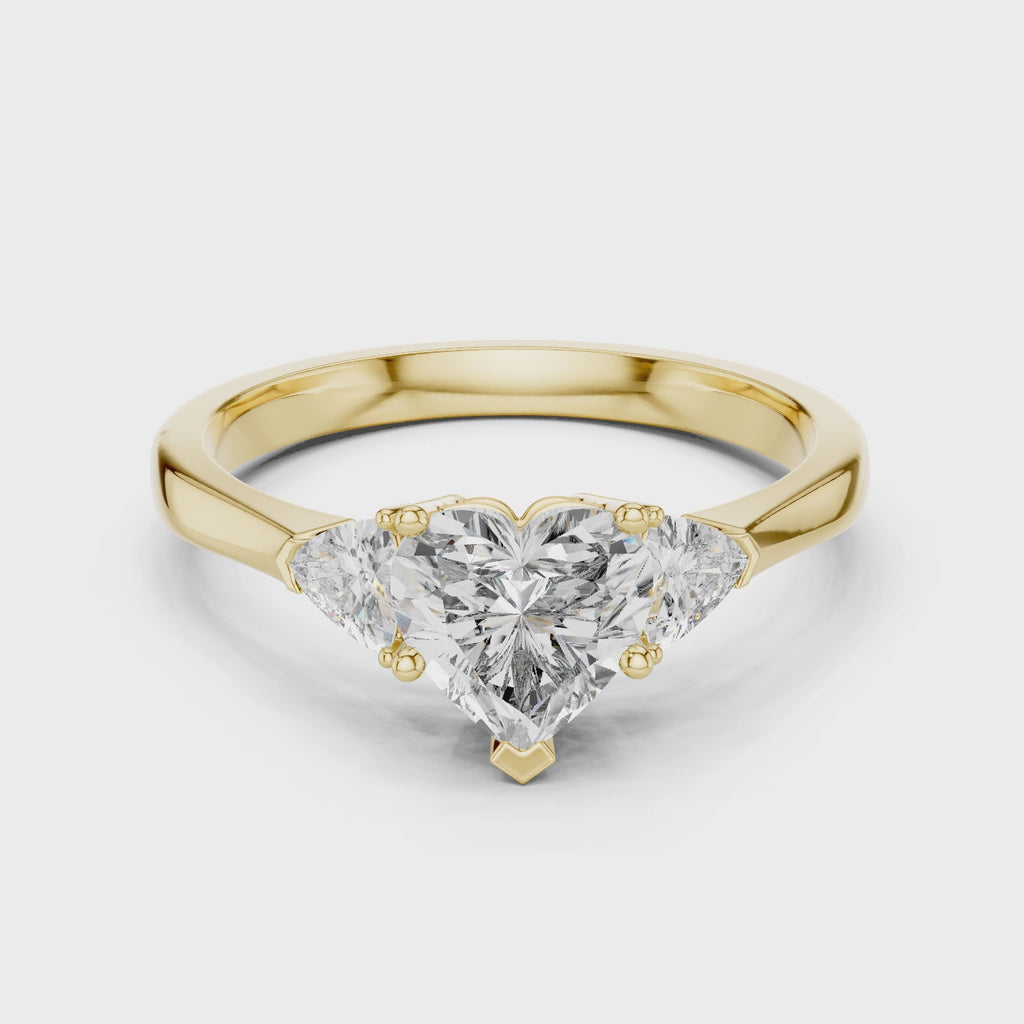 Heart-Cut Three-Stone Diamond Ring