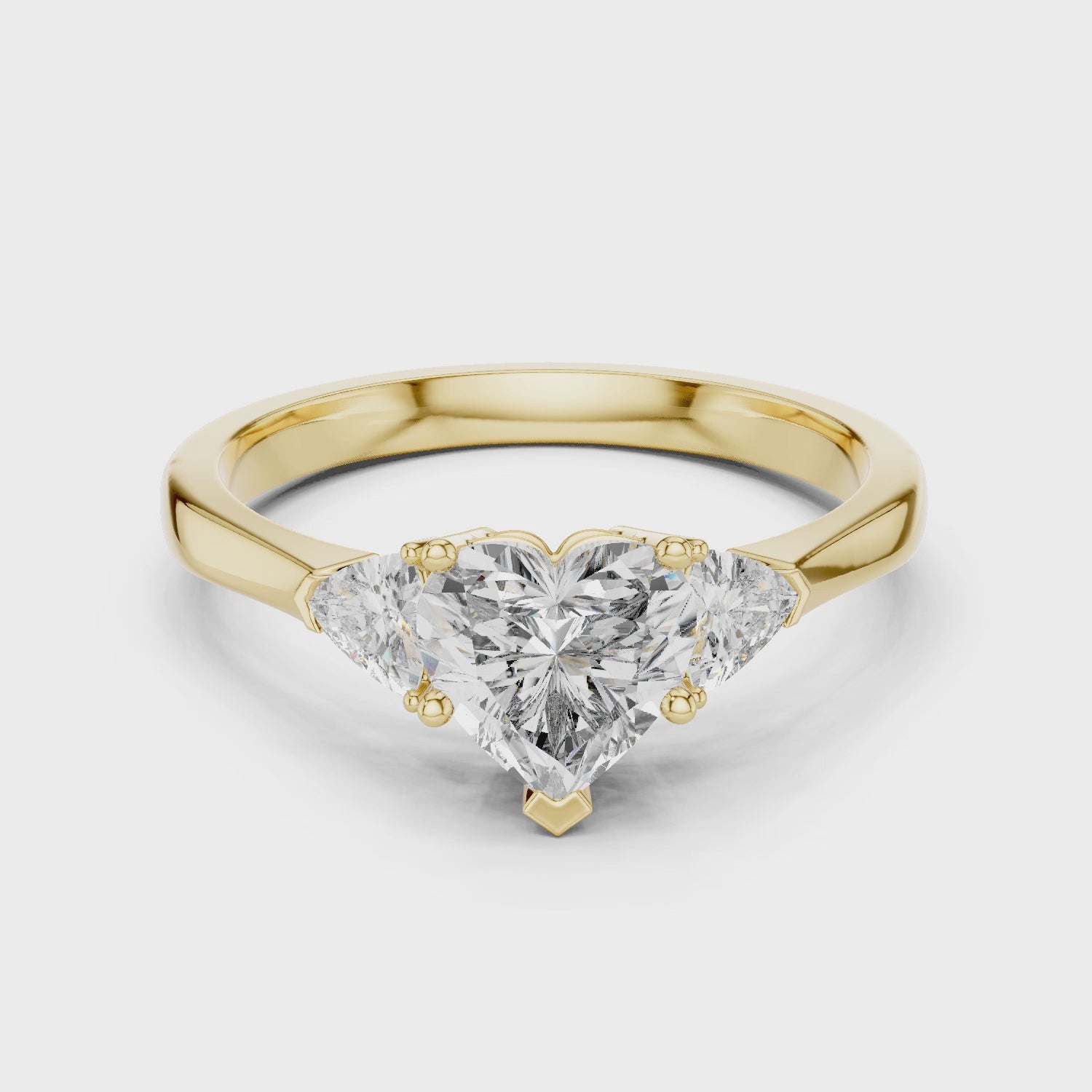 Heart-Cut Three-Stone Diamond Ring