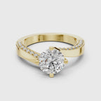 Solitaire Lab Grown Diamond Ring with Pavé-Set Band