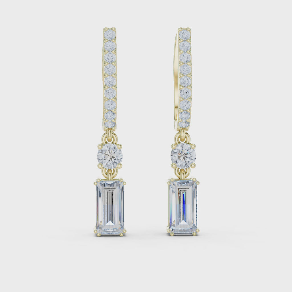 Baguette Cut Diamond Drop Earring