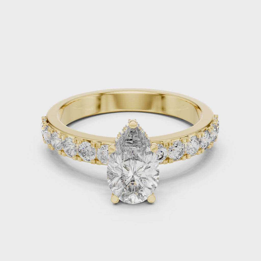 Pear Cut Solitaire Lab Grown Diamond Ring