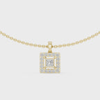 Square Lab Grown Diamond Halo Pendant