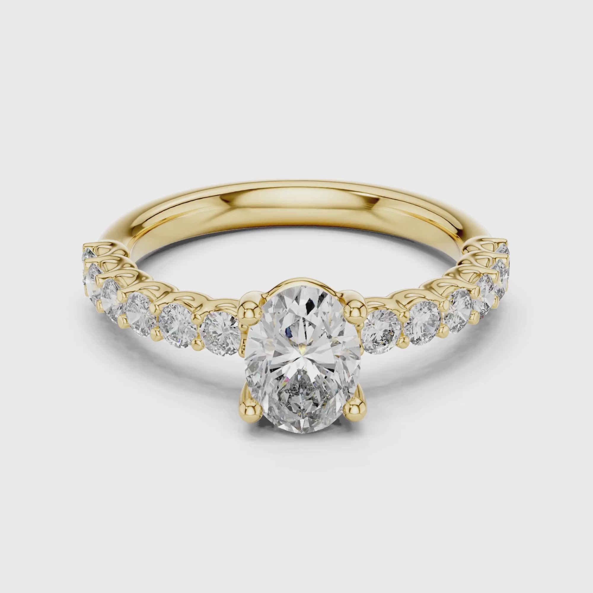 Pave Band Lab Grown Diamond Solitaire Ring