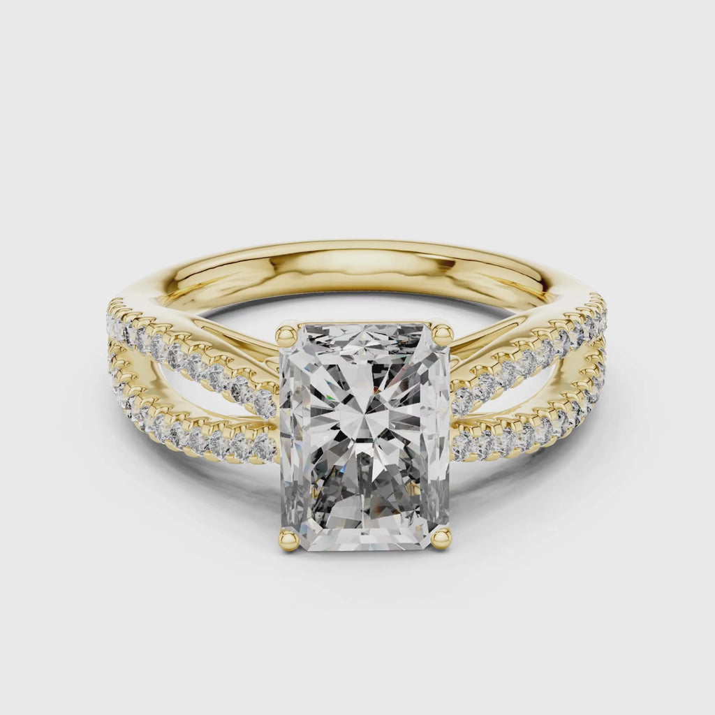 Twin Pave Radiant Lab Grown Diamond Ring