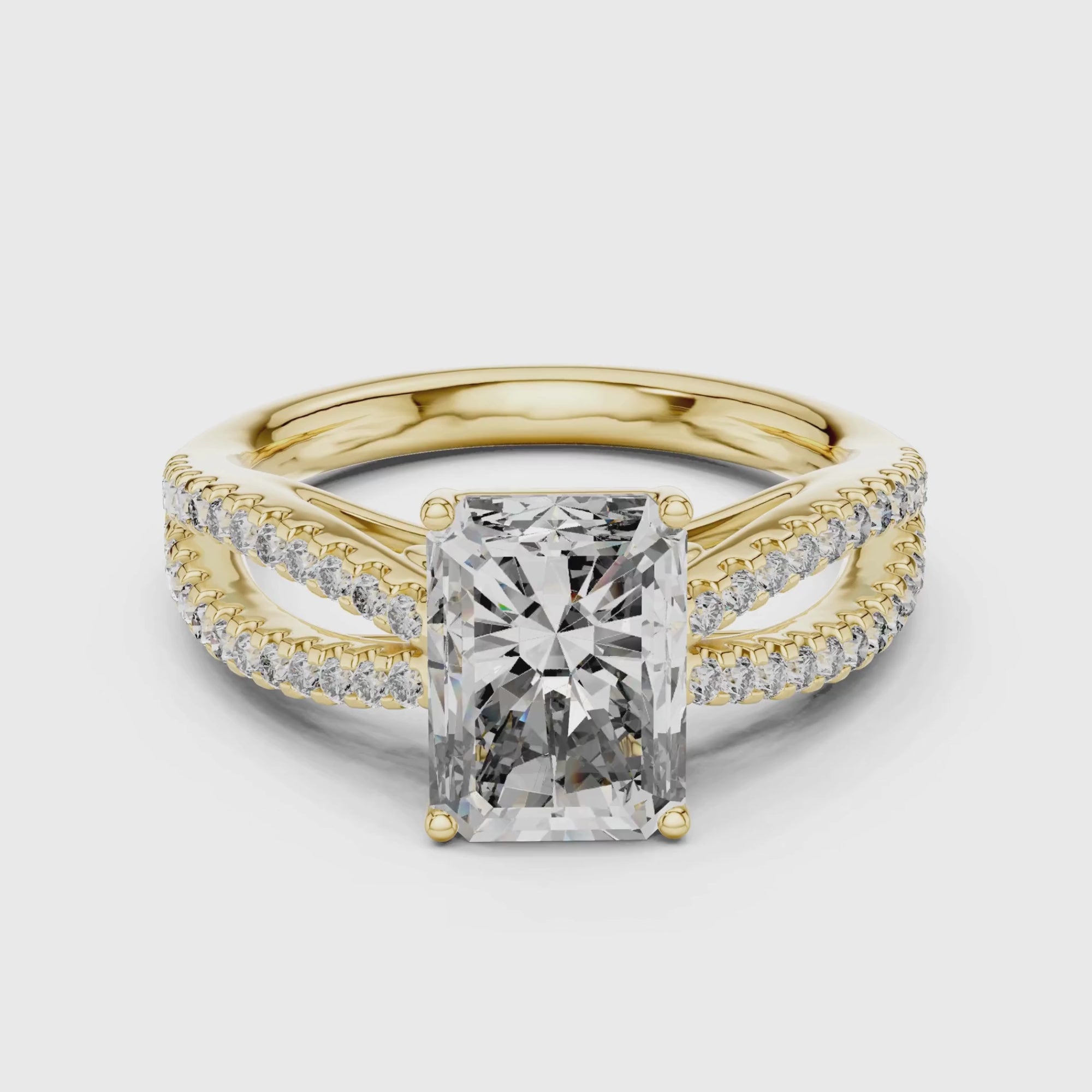 Twin Pave Radiant Lab Grown Diamond Ring