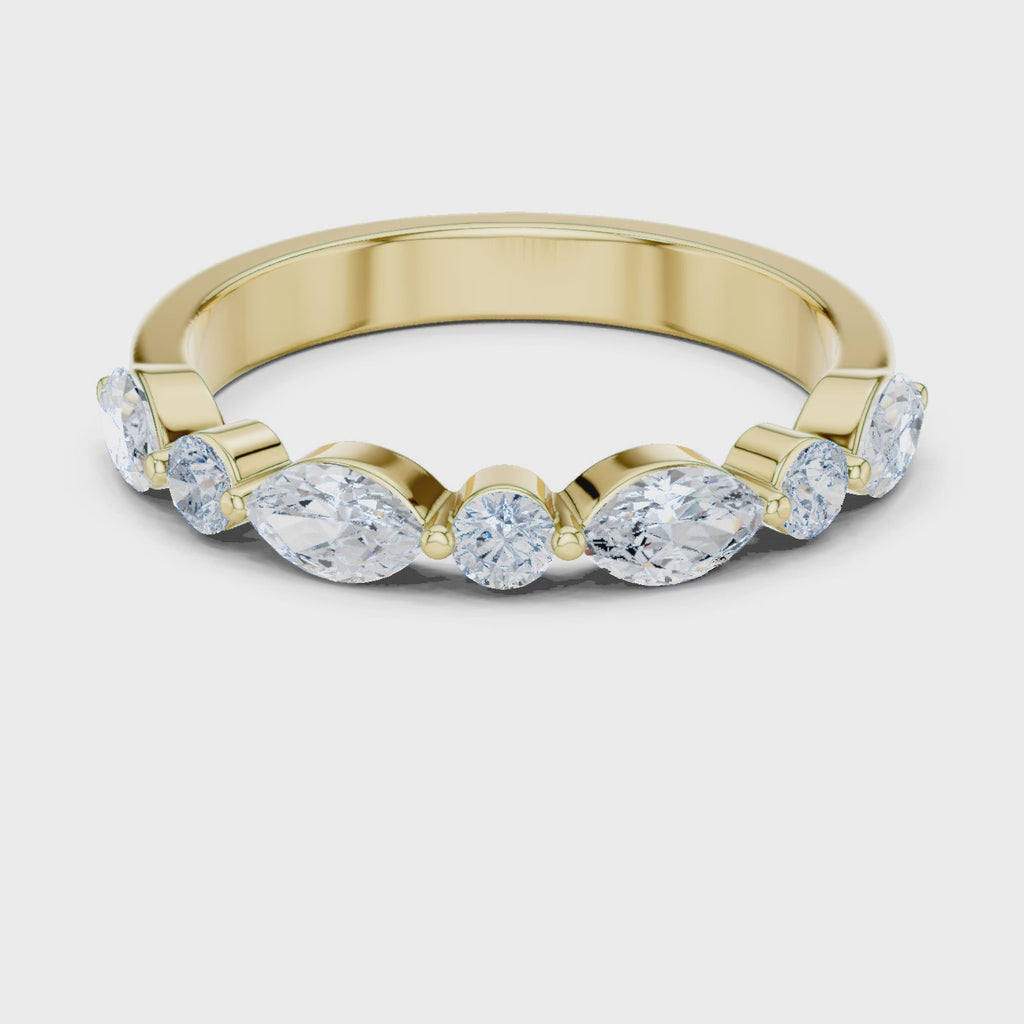 Marquise and Round Lab Grown Diamond Band
