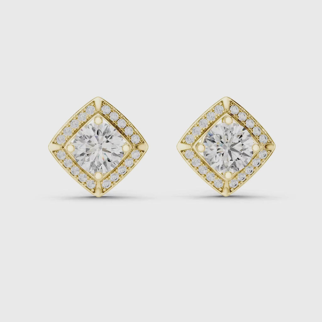 Cushion Halo Lab Grown Diamond Stud