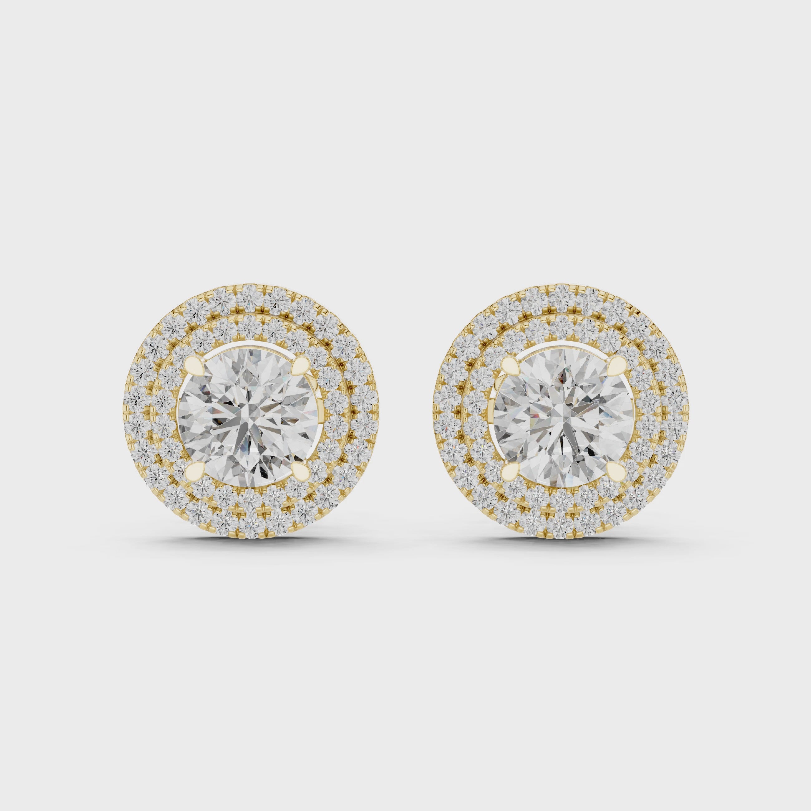Double Halo Lab Grown Diamond Stud Earrings