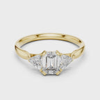 Emerald-Cut Three-Stone Diamond Ring