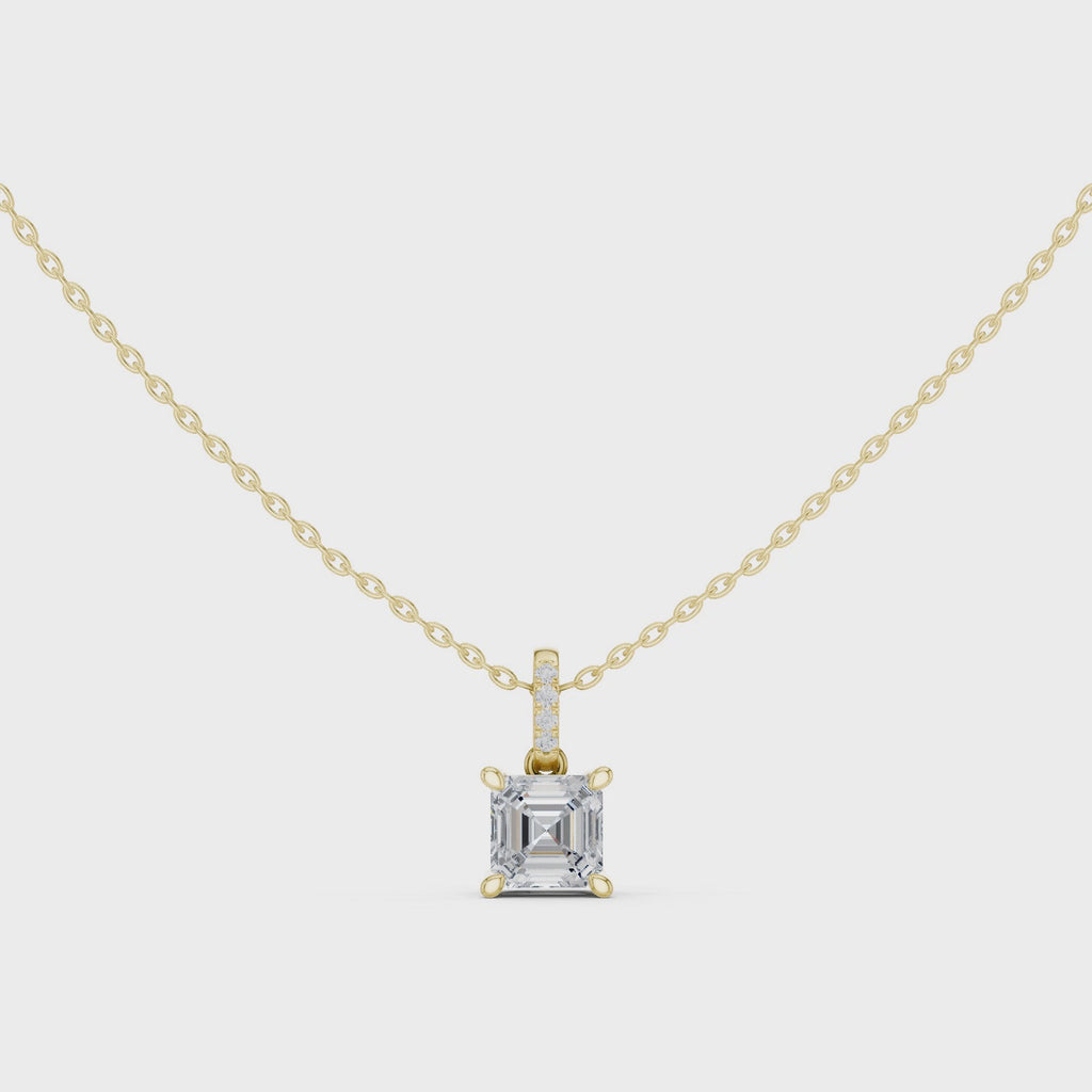 Asscher Cut Solitaire Diamond Pendant
