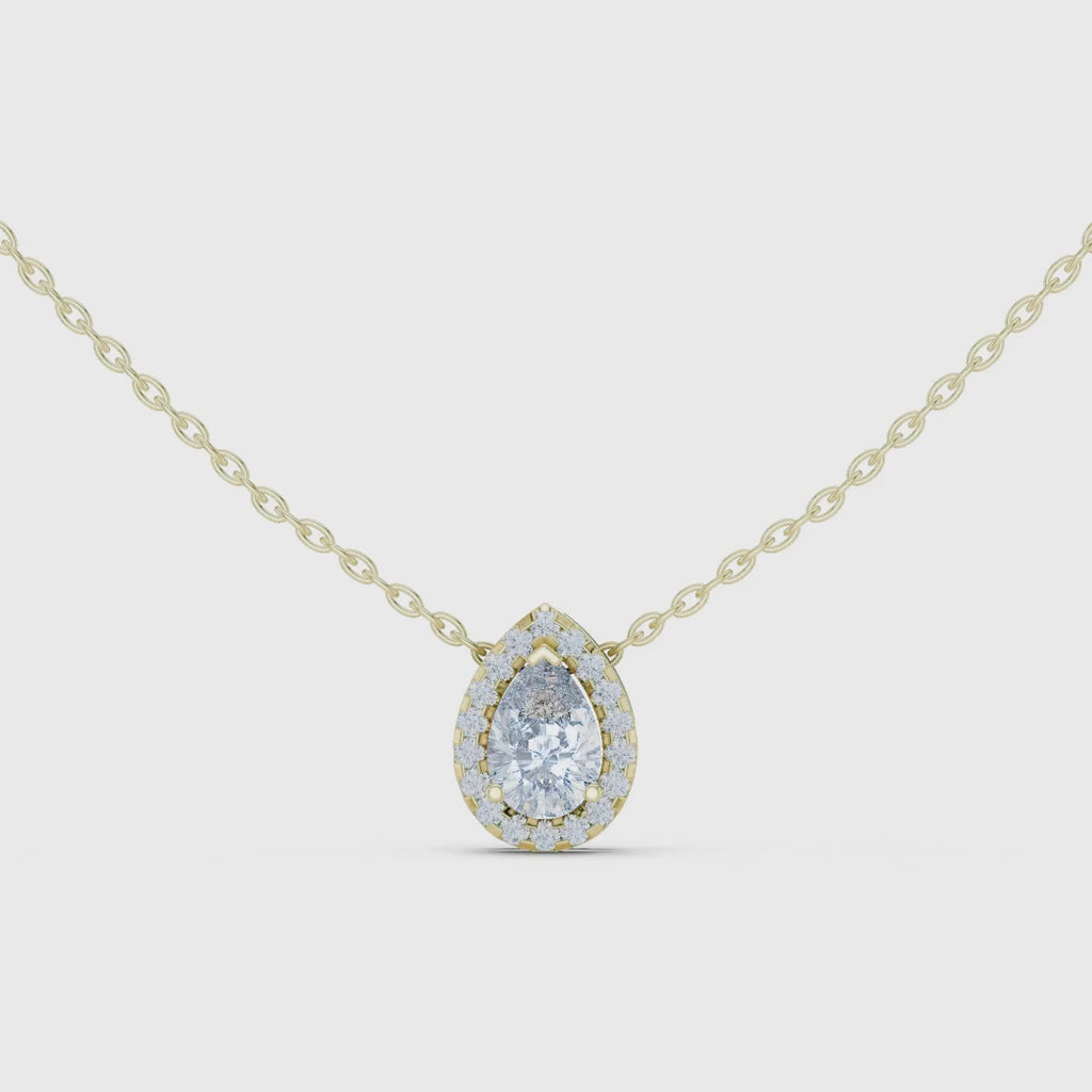 Pear Shape Halo Lab Grown Diamond Pendant