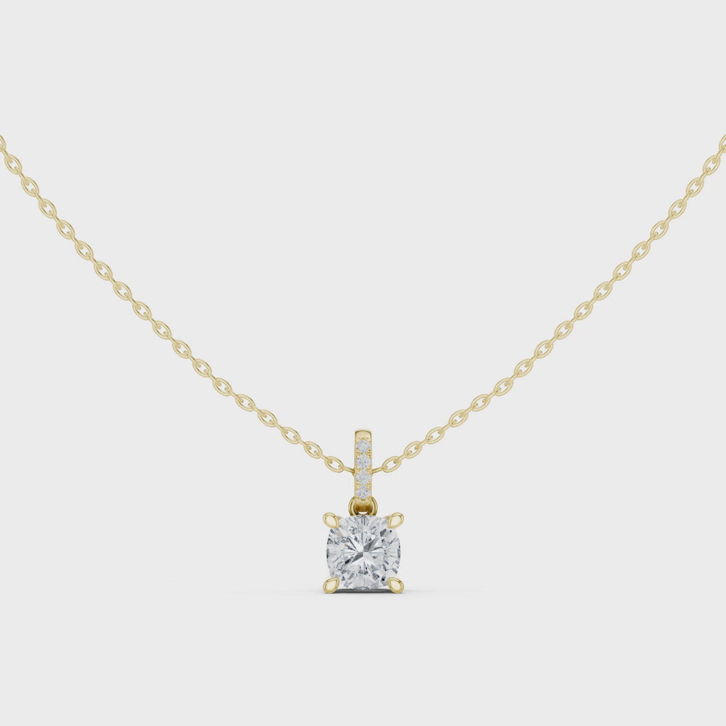 Cushion Cut Solitaire Diamond Pendant