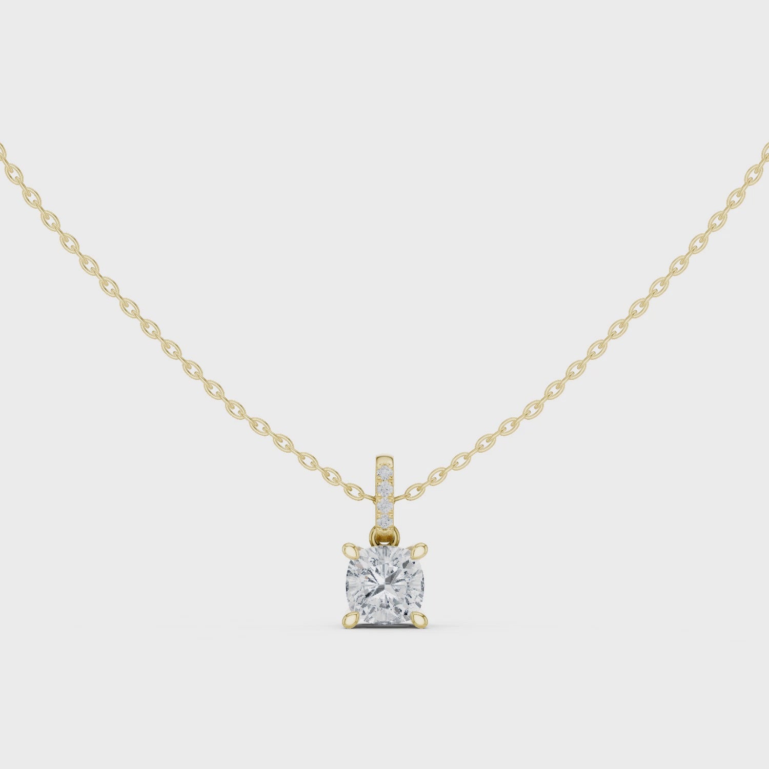Cushion Cut Solitaire Diamond Pendant