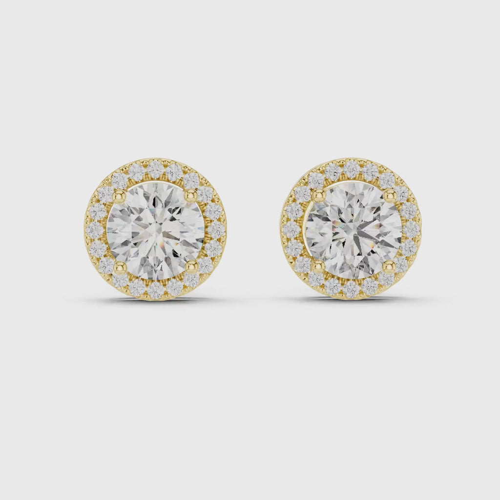 Round Halo Lab Grown Diamond Stud