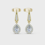Pear-Shaped Diamond Halo Drop Earring