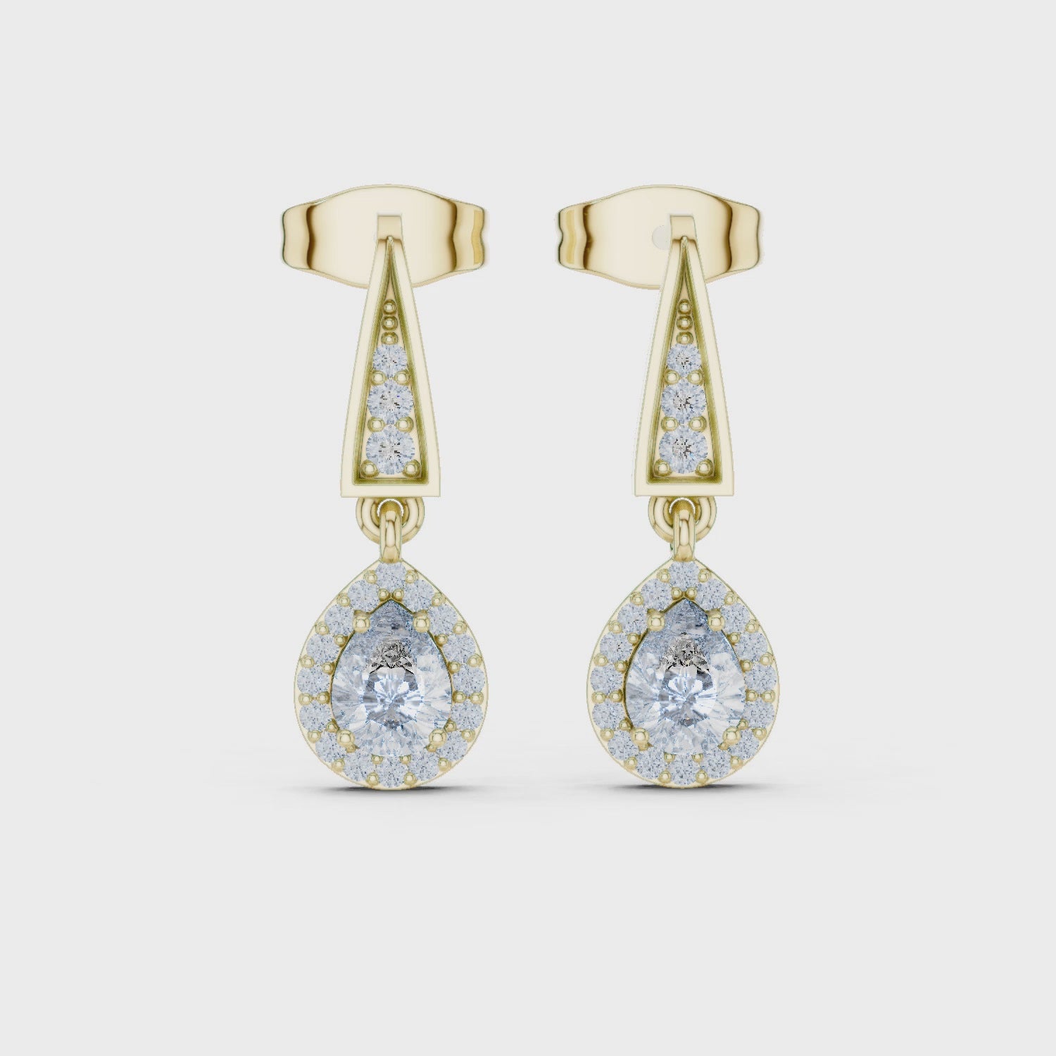 Pear-Shaped Diamond Halo Drop Earring