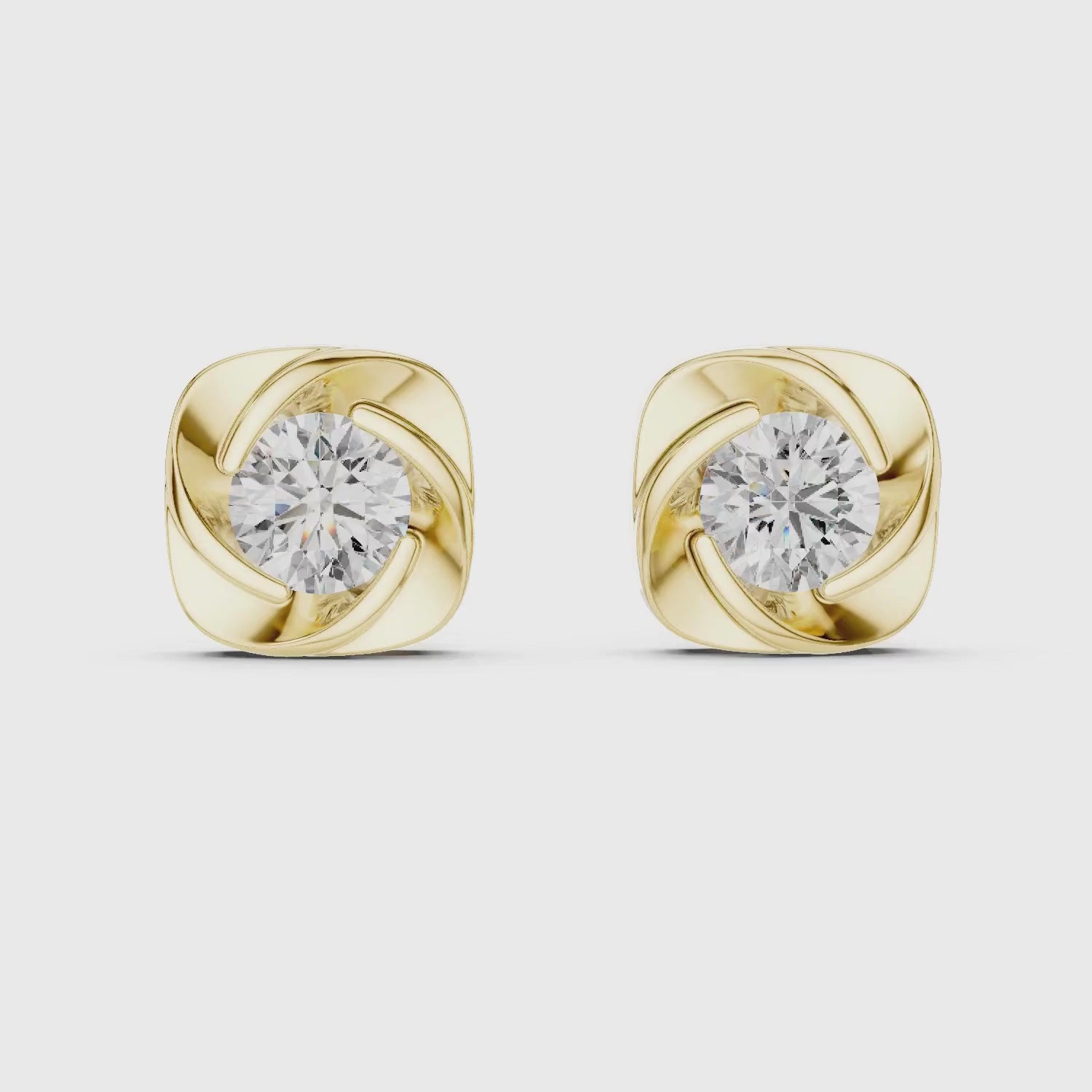 Cushion Swirl Lab grown Diamond Stud