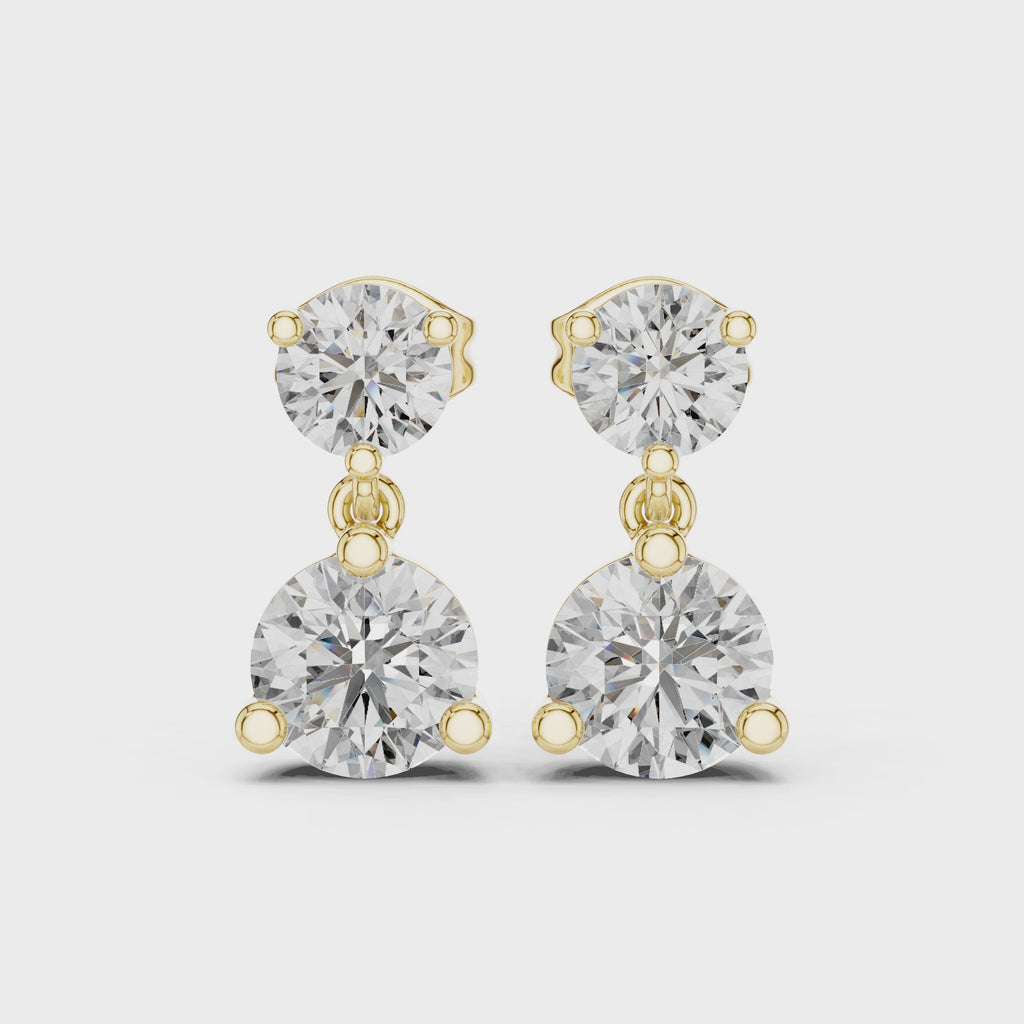 Classic Two-Stone Diamond Drop Earrings