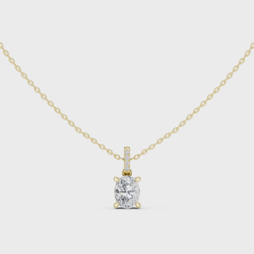 Oval Cut Solitaire Diamond Pendant