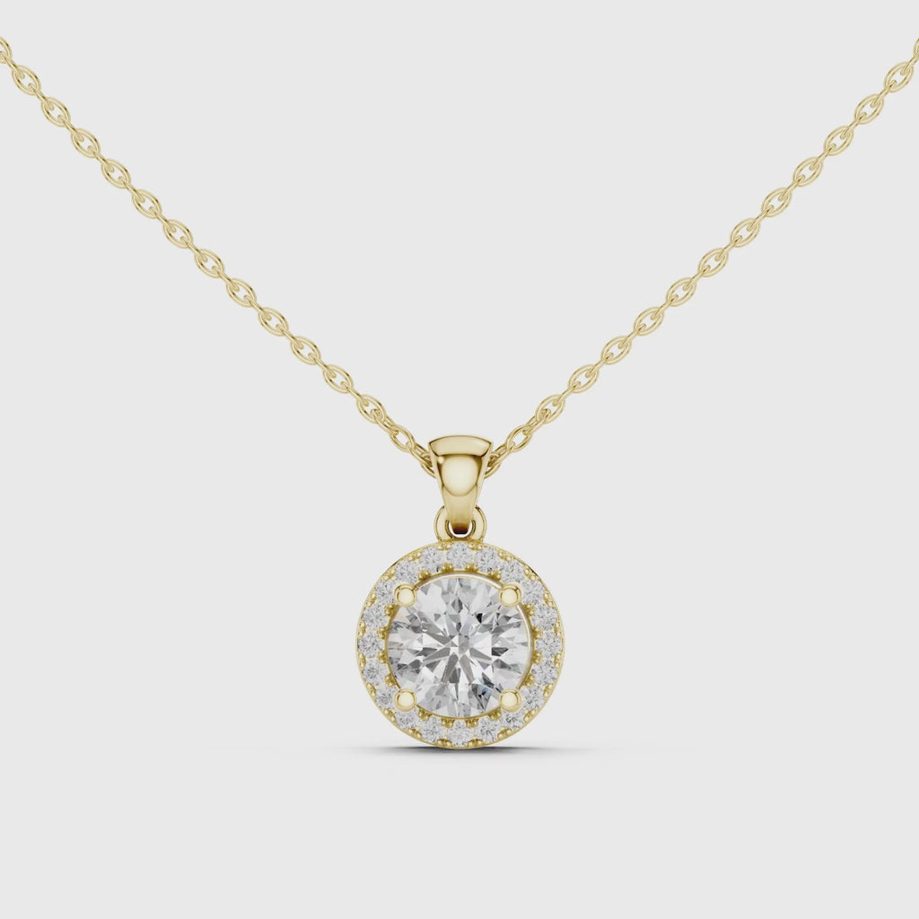 Round Halo Lab Grown Diamond  Pendant