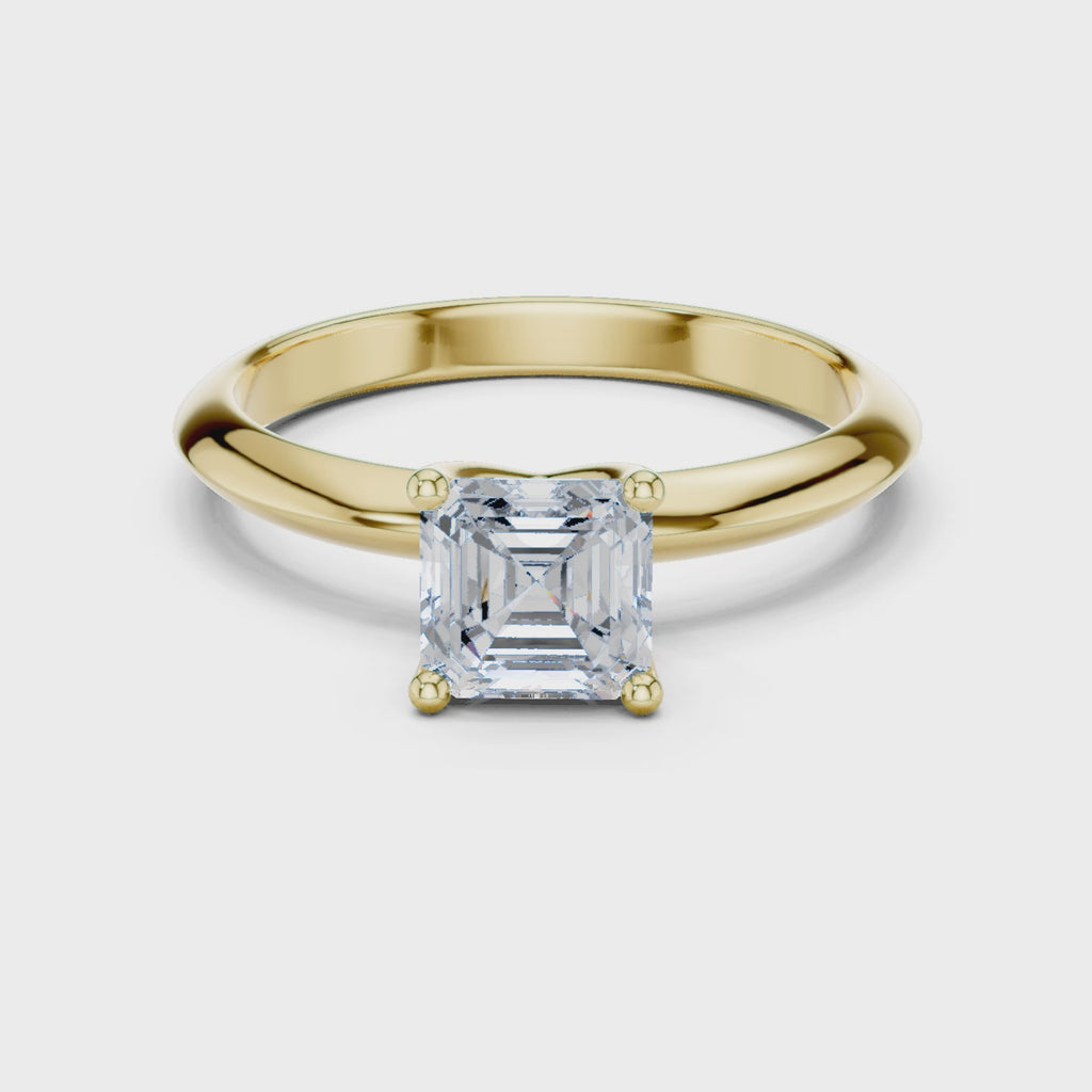 Asscher Cut Solitaire Lab Grown Diamond Ring