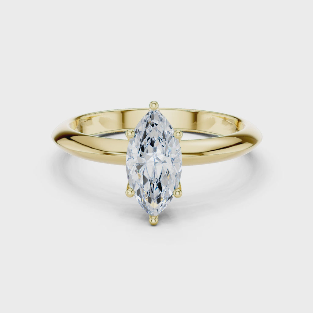 Marquise-Cut Solitaire Lab Grown Diamond Ring