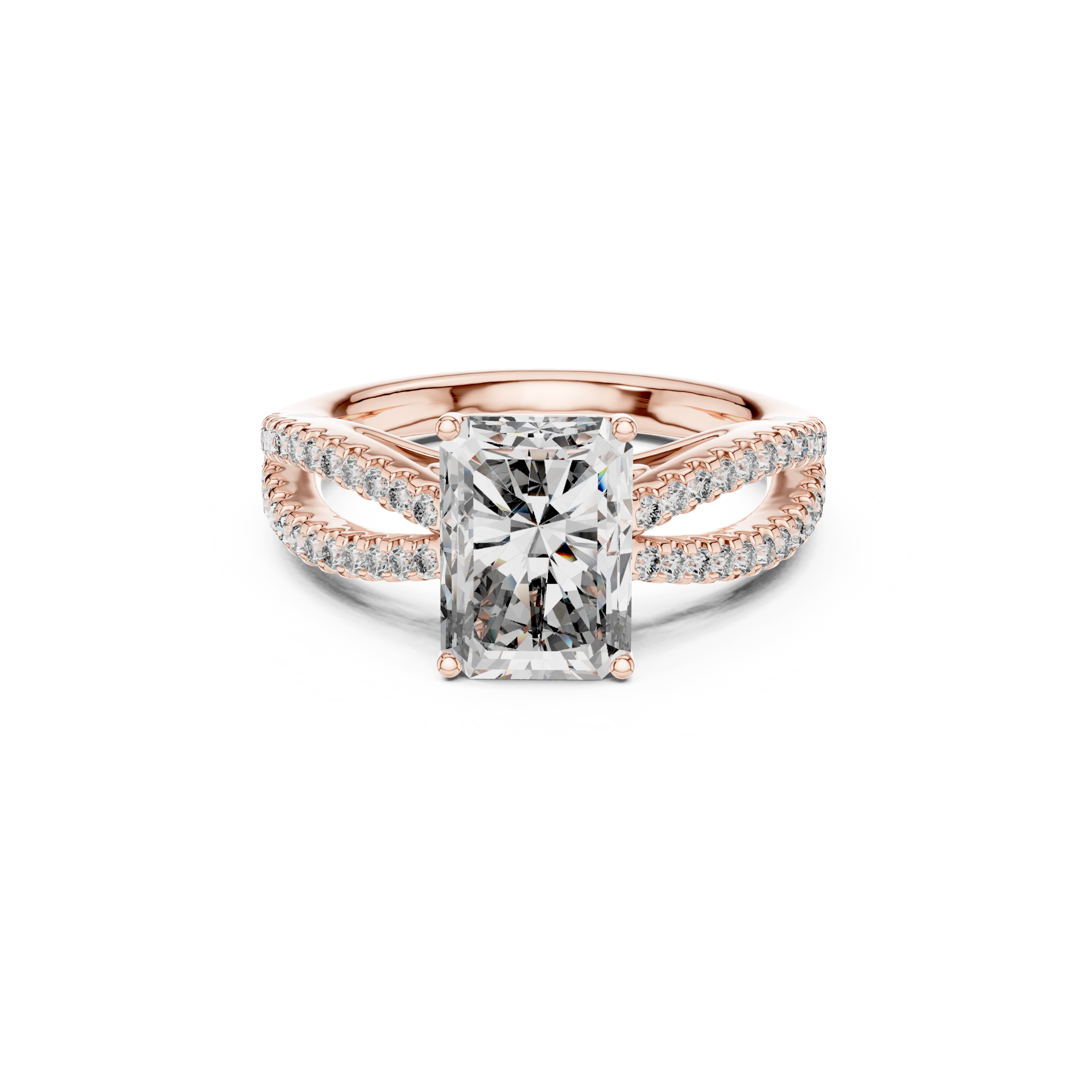 Twin Pave Radiant Lab Grown Diamond Ring
