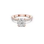 Round-Cut Lab Grown Diamond Ring with Pavé Band