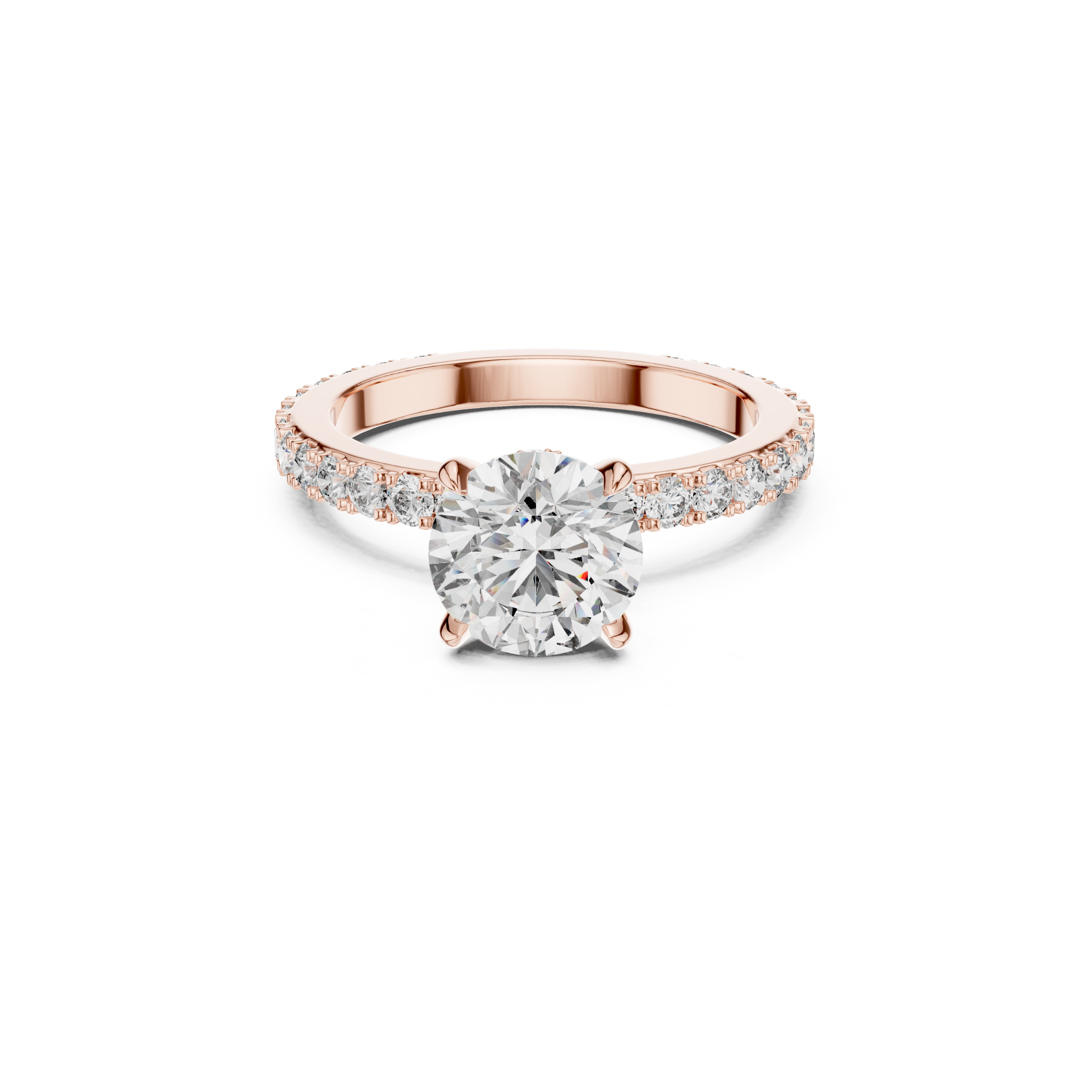 Round-Cut Lab Grown Diamond Ring with Pavé Band