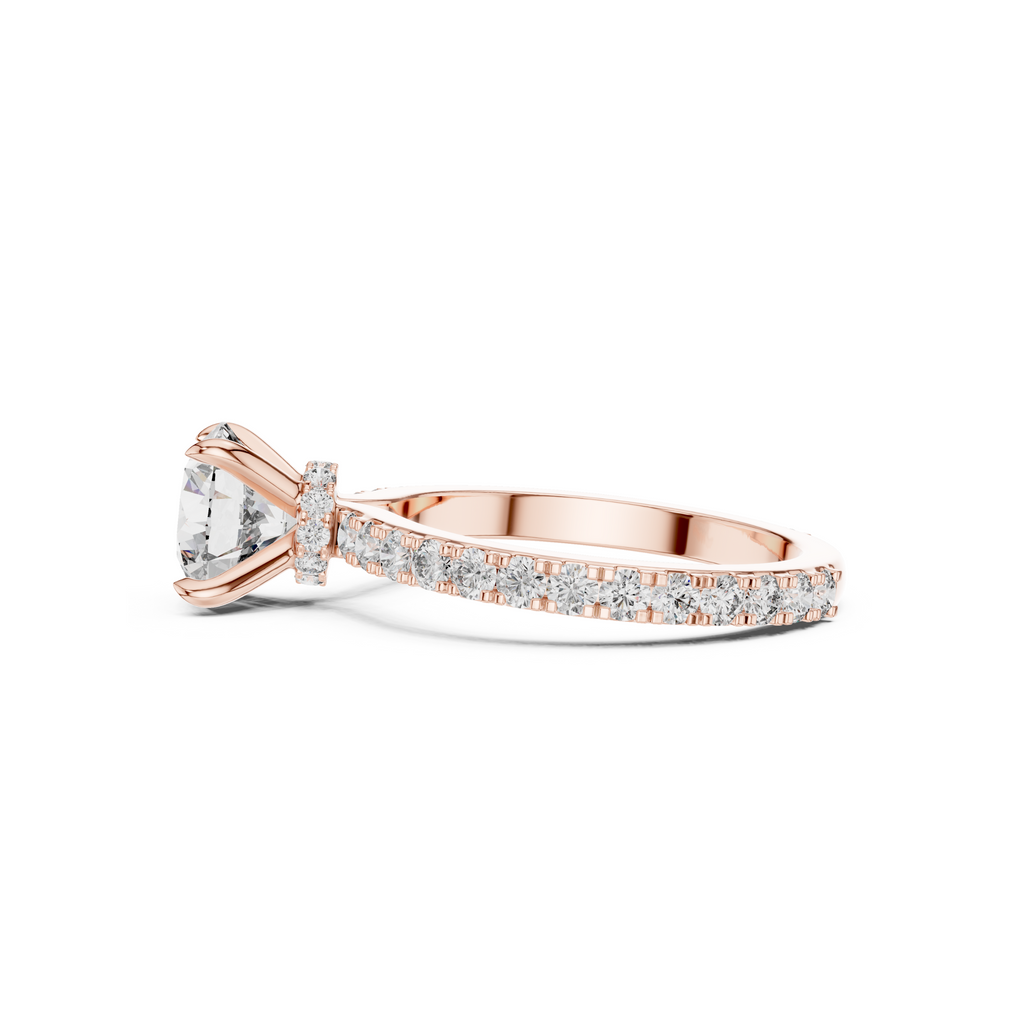Round-Cut Lab Grown Diamond Ring with Pavé Band