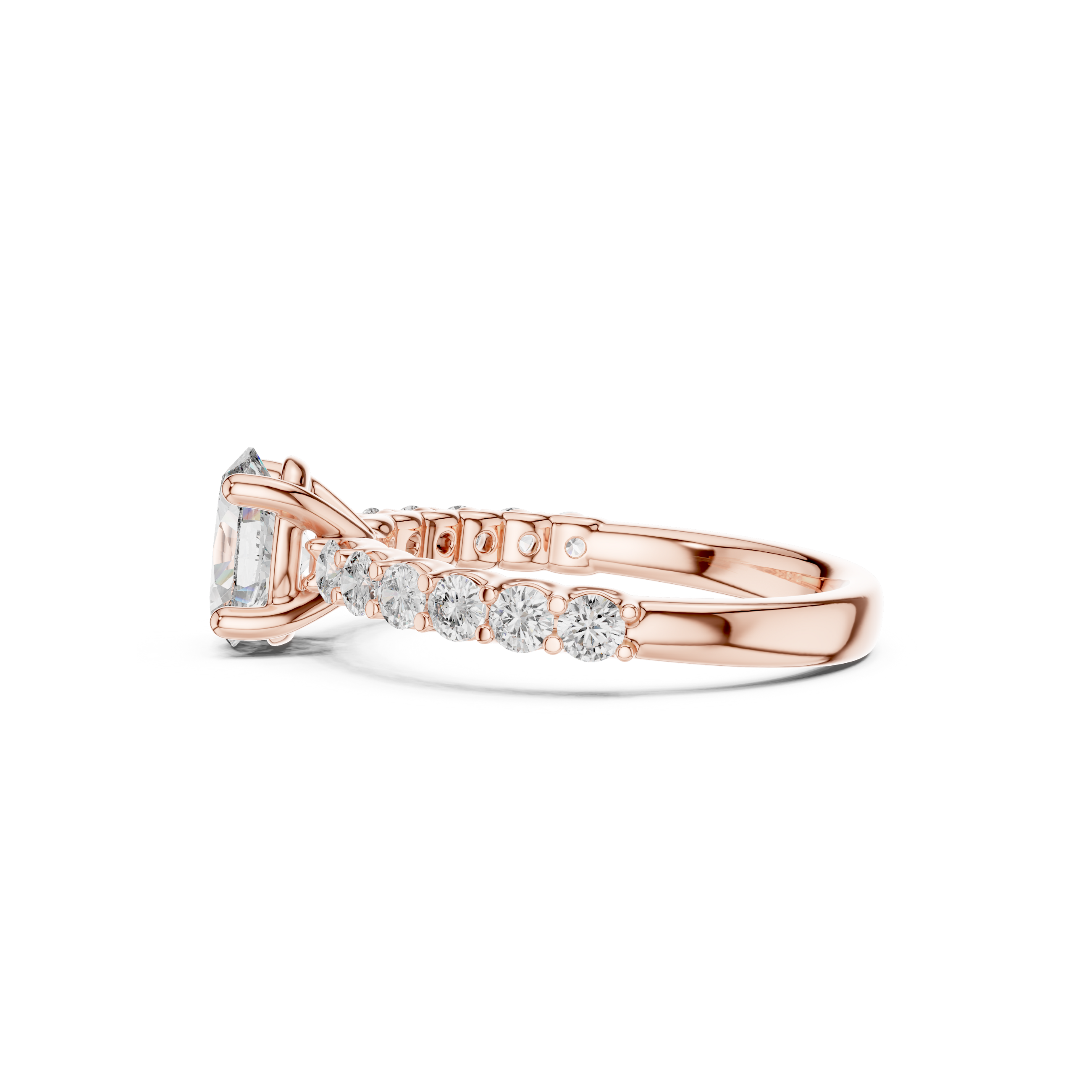 Pave Band Lab Grown Diamond Solitaire Ring