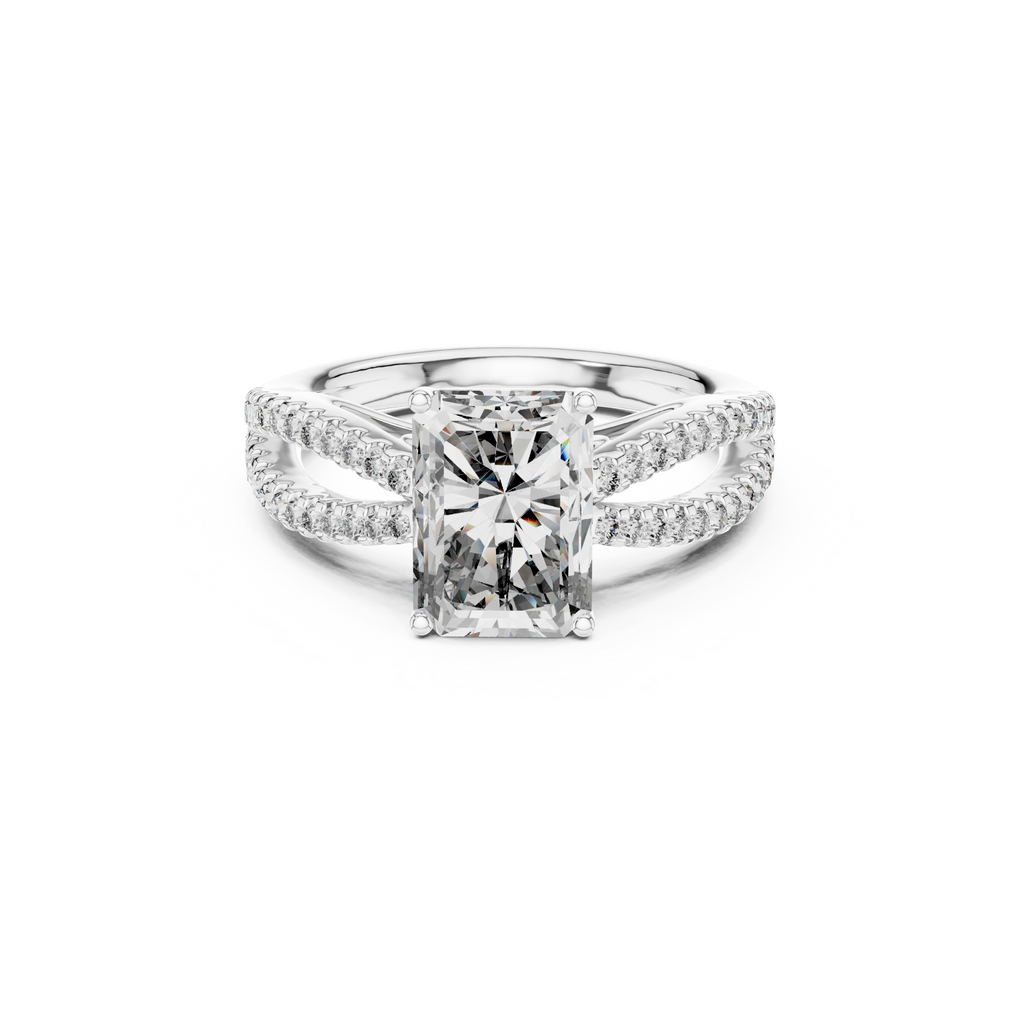 Twin Pave Radiant Lab Grown Diamond Ring